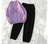 Harry Potter print lilac sweatshirt with black trouser Tracksuit